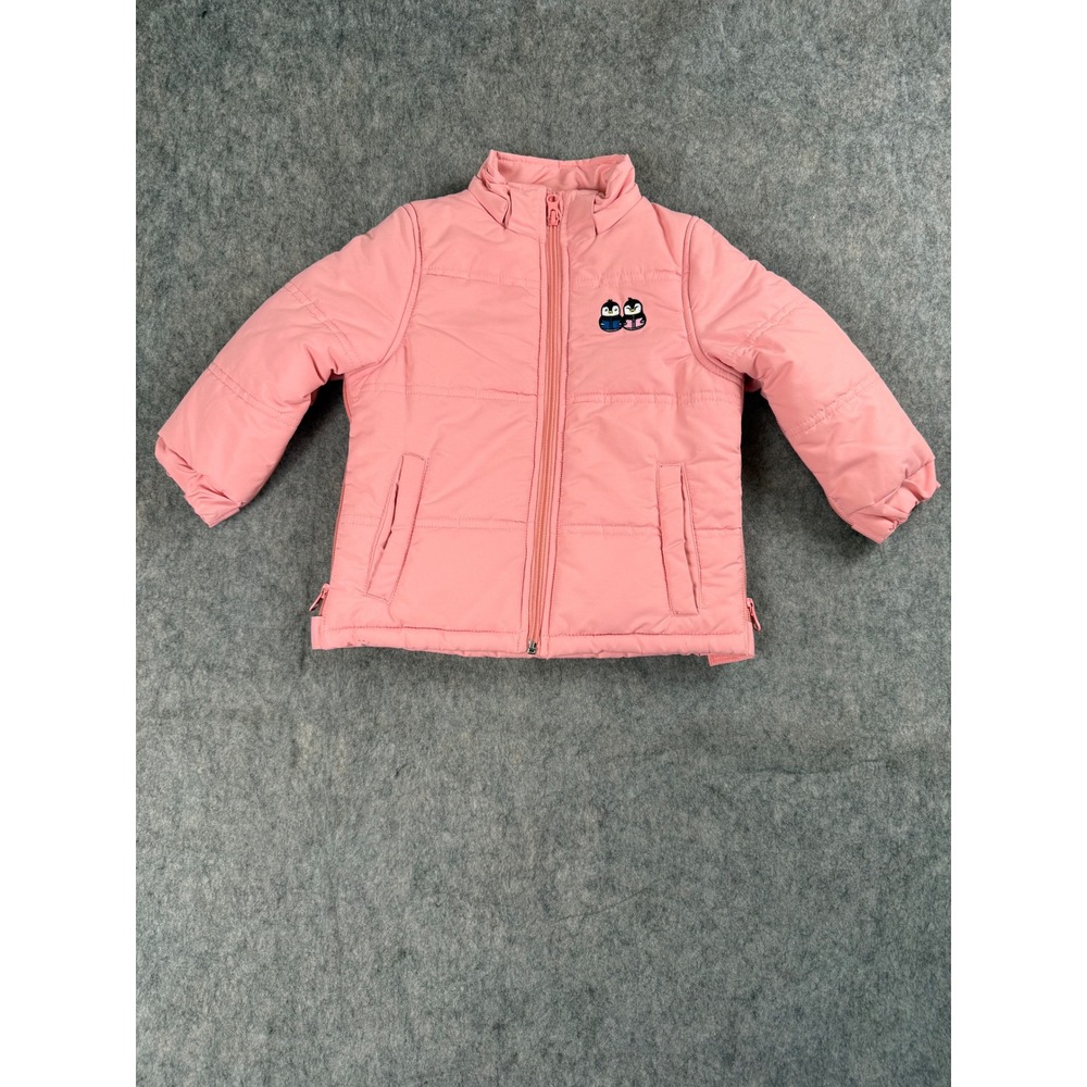 Cozywoggle Puffer Jacket Girls 2T Pink Quilted Fleece Lined Car Seat Zip Coat